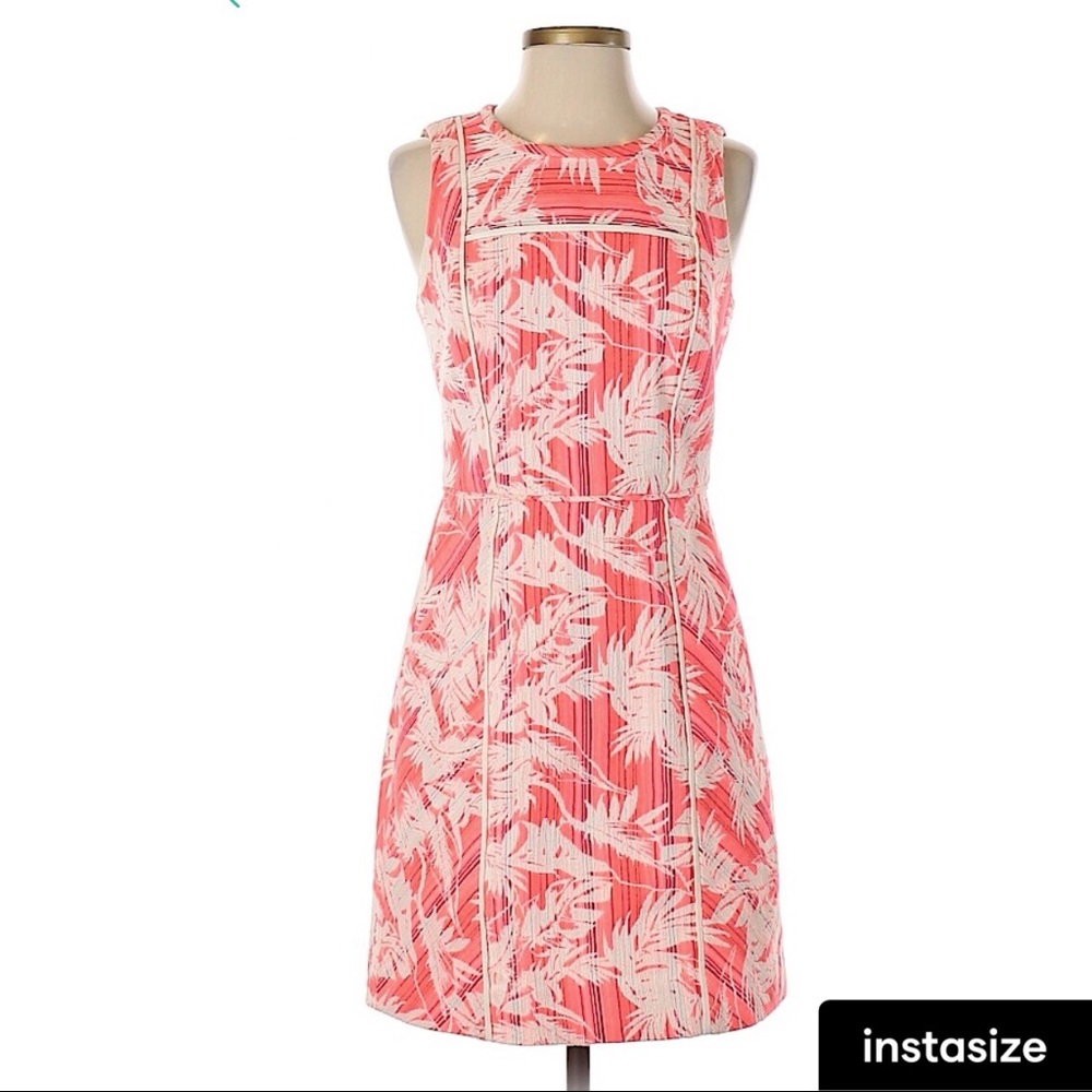 J.CREW Coral Tropical Sheath Dress Back Cutout